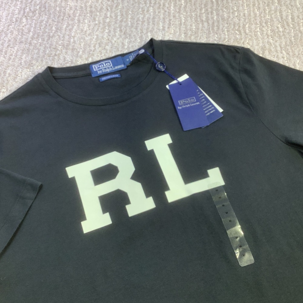Polo Ralph Lauren Mens Custom Slim Fit Graphic RL T-Shirt Black Size M NWT
